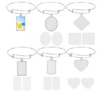 PH PandaHall 5 Styles Bracelets à Sublimation Bracelets Extensibles à Transfert Thermique Plateaux de Bracelets à Base Vierge Bracelets en Laiton pour la Fabrication de Bijoux DIY pour Femmes