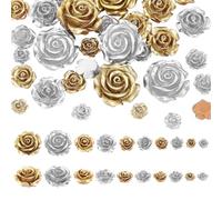 PH PandaHall 5 taille Cabochons Roses 50pcs Perles en Forme de Fleur 2 couleurs Cabochons Floraux à Dos Plat Perles en Résine Sans Trou pour Bricolage Étui de Téléphone Fabrication de Bijoux
