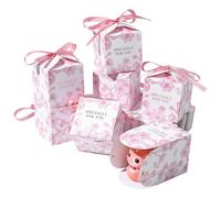 PH PandaHall 50 Boîtes Cadeau Mini Roses, Boîte Papier Imprimée Fleurs 7cm Petite Boîte Carrée Emballage Cadeau avec Ruban Boîtes Bonbons pour Cadeaux Mariage Anniversaire Fête Jour Fête Mères