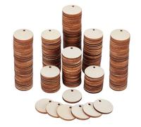 PH PandaHall 500pcs 25mm de Diamètre Pendentifs Ronds et Plats en Bois Brut pour Boucles D'Oreilles Colliers Bijoux Artisanaux