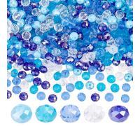 PH PandaHall 500pcs 5 Couleurs Perles de Noël Bleu, 8mm Perles de Verre Bleues Perle de Cristal Perle de Verre à Facettes Bleues Perles en Vrac Entretoises pour d'Hiver, Bracelet, Collier, L'Été