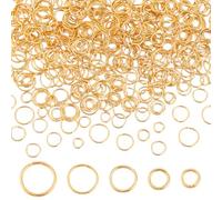PH PandaHall 500pcs Anneaux ouverts 5 modèles Anneau Connecteur Or Plaqué 18K 4.5/5/6/7/8mm Petits connecteurs de bijoux Joints toriques pour boucle d'oreille collier bracelet bijoux porte-clés