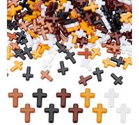 PH PandaHall 500pcs Perles Croix 5 couleurs Petites Croix pour Bracelets Crucifix en Acrylique Perles D'Espacement de Noël pour Chapelet Bracelet Collier Fabrication de Bijoux Bricolage, 16x12cm
