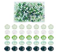 PH PandaHall 500pcs Perles de Verre à Facettes pour Saint-Patrick, 6mm Perles de Cristal Vert 5 couleurs Perles en Vrac Entretoises pour Printemps Boucle D'Oreille Collier Bracelet DIY Cadeau