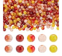 PH PandaHall 500pcs Perles de Verre Craquelées, 5 couleurs 6mm Perles Rondes en Verre Cristal Perles en Vrac pour la Récolte D'Automne Perles Amitié Bracelet Collier Boucles D'Oreilles Bijoux