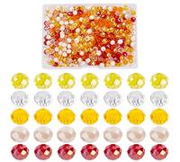 PH PandaHall 500pcs Perles de Verre Cristal, 6mm Orange Perles à Facettes Automne Jaune Perles en Vrac Entretoises pour Bricolage Boucle D'Oreille Collier Bracelet Sac Fabrication de Fleurs