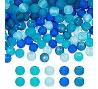 PH PandaHall 500pcs Perles Rondes Givrées de 6mm Petites Perles Bleues en Verre 5 couleurs Perle Transparentes en Cristal Givré Perle de Bijoux en Vrac pour Colliers Bracelets D'Été Artisanat Bijoux