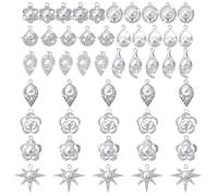 PH PandaHall 50pcs 10 styles Breloques en Strass Pendentifs en Métal et Zircon Argenté, Bijoux Artisanat Charmes Boucles D'oreilles Pendentif Breloques pour la Création de Bijoux DIY