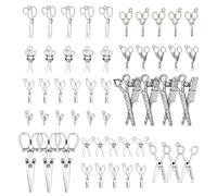 PH PandaHall - 50pcs 10 Styles Pendentifs en Alliage de Style Tibétain Pendentifs Ciseaux en Argent Antiques pour la Fabrication de Bijoux