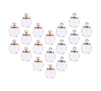 PH PandaHall 50pcs 12mm Mini Vide Bouteilles en Verre Transparent avec Capuchon en Platine et Laiton Doré pour Boucle d'oreille Pendentif Bricolage Fabrication de Bijoux