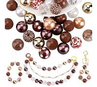 PH PandaHall 50pcs 20mm Perles Acryliques Marron, Perles Bubblegum Chunk Perles Focal Perles Grandes Lâches pour Stylo Mariage Guirlande de Noël Bijoux Bracelet Collier Sac Chaîne Fabrication Automne