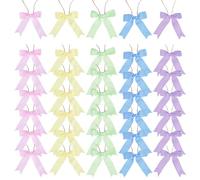 PH PandaHall 50pcs 5 Couleurs 9cm Buffalo Plaid Ruban Noeuds Petit Carreaux Ruban Noeud Appliques Arcs de Noël pour Couture Scrapbooking Embellissement, Arcs de Noël