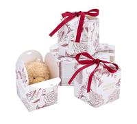 PH PandaHall 50pcs Boîte Cadeau de Fête avec Roses 7.1x7.1x7.15cm Boîtes Cadeaux Fleurs de Roses Petite Boîte Cadeau en Papier avec Ruban pour Noël Mariage Anniversaire Fête Saint Valentin