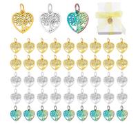 PH PandaHall 50Pcs Breloques en Forme de Cœur en Forme D'Arbre de Vie Breloques Style Tibétain pour la Fabrication de Colliers de Bracelets de Boucles D'Oreilles de Bijoux Fête des mères 3 couleurs