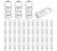 PH PandaHall 50pcs Embouts de Cordon en Laiton Argenté Perles à Sertir Embouts de Fil Connecteurs de Bijoux Mini Embout à Sertir avec Boucle pour la Fabrication de Bijoux DIY Bracelet 9x3.5mm