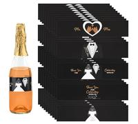 PH PandaHall 50pcs Étiquettes de Bouteilles D'Eau de Mariage 5 Styles Bridal Grown Thank You Autocollants Adhésifs Noir Blanc Étiquettes D'Emballage de Bouteille Imperméables pour Fête Décor 21.6x5cm