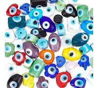 PH PandaHall 50pcs Evil Eye Perles, Perles D'Espacement au Chalumeau Faites à la Main Bracelet Connecteur Perle pour Bracelets Boucles D'Oreilles Collier Bijoux, Mélanger les Couleurs
