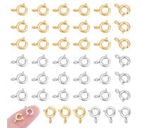 PH PandaHall 50pcs fermoir à Ressort Plaqué Or 18 carats, Connecteurs de Bijoux en Platine avec Anneaux Ouverts pour Bracelets Colliers Pendentifs et Loisirs Créatifs (Argent/Or)