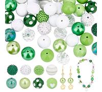 PH PandaHall 50pcs Grosses Perles 20mm grosses perles Perles opaques en résine Perle Acrylique pour Saint-Patrick décoration chaîne de sac stylo bracelet bijoux printemps
