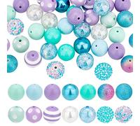 PH PandaHall 50pcs Perles Grosses, 20mm Bubblegum Perle Bleu Violet Grandes Perles Strass Rondes Perle Entretoise pour Halloween Bijoux Bracelet Collier Stylo Sac Chaîne Bricolage