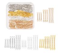 PH PandaHall 520pcs Connecteurs de Liens de Boucle D'Oreille, 12 Style Barre de Fer Bijoux Connecteur 2 trous Boucle D'Oreille Bande Bâton Métal Résultats Petite Tige, 15/20/25mm