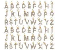 PH PandaHall 52pcs Breloque Lettre Dorée Pendentifs Lettres en Alliage et Strass Breloques Majuscules de A à Z Lettres de L'Alphabet pour Bijoux Collier Bracelet Porte Clés Décoration de Cadeau de Nom
