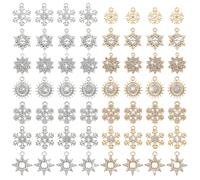 PH PandaHall 56pcs pendentif en Alliage Strass 7 Styles Breloques Flocon de Neige de Noël Breloque en Cristal Tournesol pour Collier Ras du Cou Bracelet Boucle D'Oreille Bijoux (Doré) Argent