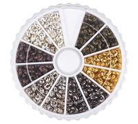 PH PandaHall 590pcs 6 Couleurs Cache Perles a Ecraser pour Bijoux Cache Noeud Perle en Fer, 3mm Perle Cache Noeud Bracelet Cache Perles à Écraser pour Fabrication de Bijoux, Trou: 1.5~1.8mm
