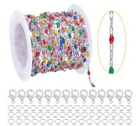 PH PandaHall 5m Ensemble de Chaînes de Bijoux, Chaînes en Acier Inoxydable Chirurgical 316L Émail Ovales Chaîne de Liaison de Bijoux Chaîne Câble sur Bobine avec Fermoirs et Anneaux de Sauture