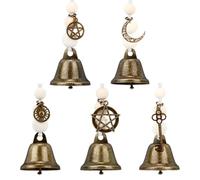 PH PandaHall 5pcs Clochettes de Sorcière avec Perles en Bois pour Poignée de Porte Cloches de Sorcellerie Suspendues Cloches de Sorcière Perlées Décoration pour Chambre Décoration, Bronze Antique