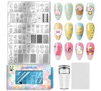 PH PandaHall 5pcs Plaque de Stamping pour Ongles Pâques Modèle D'Art D'Ongle de Poussin de Lapin Mignon Oeufs de Pâques Ongles Plaques D'Image Champignon Printemps Manucures Modèle D'Art pour Femmes