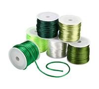PH PandaHall 6 Couleurs 2mm Cordon de Garniture en Nylon Satiné, 60m Cordon de Soie Vert Queue de Rat Chaîne de Perles pour La Saint-Patrick Macramé Collier Amitié Bracelets Bijoux Printemps