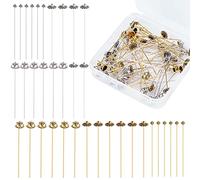 PH PandaHall 6 Modèles Aiguilles à épingle à Tête, 60pcs Broches à Tête Sphérique Épingles à Tête Tibétaines Bijoux Tête Pins Fleur Perles Pins pour Boucle d'oreille Bijoux Artisanat