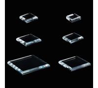 PH PandaHall 6 Pack Base de Présentation en Verre Cristal 6 Taille Supports Cristal Transparent Présentoir Carré Plat Support de Cube Socle pour Figurines Cristaux Collection Bijoux 3/4/5/6/8/10cm