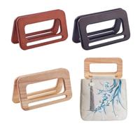 PH PandaHall 6 Poignées de Sac en Bois 3 Couleurs Poignée de Sac à Main de Remplacement Rectangulaire Poignée pour à Main Fait à la Main de Plage au Crochet d'Été Cabas Macramé Sac, 16x9cm