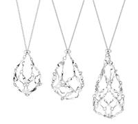 PH PandaHall 6 Porte-collier en Cristal 3 taille Collier Pendentif en Maille Réglable Support de Pierre de Cristal Vide Collier Pendentif en Pierre Vide en Acier Inoxydable pour Mariage Bijoux Eté