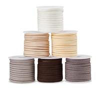 PH PandaHall - 6 Rouleaux 6 Couleurs Cordon de Daim Faux pour DIY Bijoux, Serie Gris et Blanc, 3x1.5mm, Environ 5 m/Rouleau