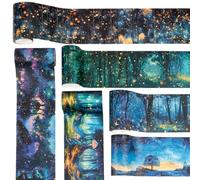 PH PandaHall 6 Rouleaux x 2m Ruban Papier Nuit Forêt Sans Joint 8cm Rubans Décoratifs pour Journalisme Scrapbooking Artisanat DIY Cadeau Emballage Carte de Fabrication Décoration