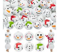 PH PandaHall 6 styles 20mm Perles de Bonhomme de Neige en Bois, 60pcs Perles Bonhomme de Neige à Grand Trou Perles à Tête Sphérique Blanche Perle en Bois pour la Bijoux de Ferme de Noël
