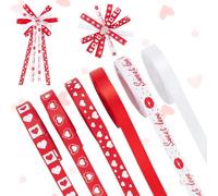 PH PandaHall 6 Styles 27m Ruban Saint Valentin Ruban Artisanat Coeur Ruban Doux Amour 10mm Ruban Décoratif Rouge pour Saint Valentin Emballage Cadeau Artisanat Mariage Décoration Maison