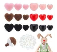 PH PandaHall 6 tailles Saint-Valentin Nez de Sécurité Cœur en Plastique 4 couleurs 54pcs Nez en Forme de Cœur en Amigurumi Crocheté Floqué avec Rondelles pour Marionnettes Peluches Ours Chat Crochet