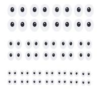 PH PandaHall 60 paires Yeux en Feutrine pour Crochet Yeux Ovales Blancs et Noirs à Coudre pour Peluches 25mm 38mm 50mm Œil en Feutrine pour Amigurumis de Peluches Marionnettes Crochet, 3 tailles