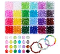 PH PandaHall 600pcs 8mm Perles de Cristal à Facettes 24 Couleurs Perles Ronde à Facettes en Acrylique Perle Transparente Arc en Ciel pour Été Fabrication de Bracelet Collier Boucles D'Oreilles Bijoux