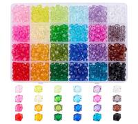 PH PandaHall 600pcs 8mm Perles de Cristal Cubiques 24 Couleurs Perles à Facettes en Acrylique Perle Transparentes en Cristal pour Été Bracelets Colliers Boucles D'Oreilles Fabrication de Bijoux DIY