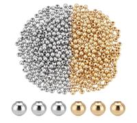 PH PandaHall 600pcs Perles Plaqué Or 18K Perles Rondes en Laiton de 3mm Perle en Laiton Plaqué Platine pour Fabrication de Bracelets Colliers Bijoux Mariage Noël Anniversaire Décoration