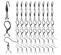 PH PandaHall 60pcs 3 Styles Crochets de Boucles D'Oreilles Françaises Fils D'Oreille à Levier en Acier Inoxydable avec Fermoir Pendentif et 80pcs Écrous D'Oreille en Plastique pour Bijoux Noir