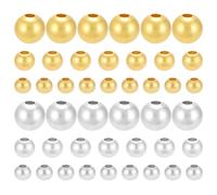 PH PandaHall 60pcs 3 Tailles Perles en Argent Sterling 925 Or Argent Perles Rondes Lisses 2mm 3mm 4mm Perle D'Espacement pour la Fabrication de Bijoux Bracelets Colliers
