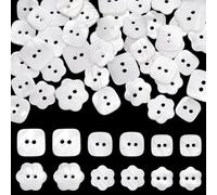 PH PandaHall 60pcs Boutons en Coquillage Naturel Boutons de Couture Bouton de Chemise 10~15mm, 2 trous Fleur et Coquillage Carré pour Manteaux Costumes Vestes Chemises
