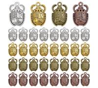 PH PandaHall 60pcs Breloques Scarabée Égyptien 4 Couleurs Breloques Scarabée Égyptiennes Vintage pour la Création de Bijoux Colliers Bracelets DIY Artisanat, 26x16mm