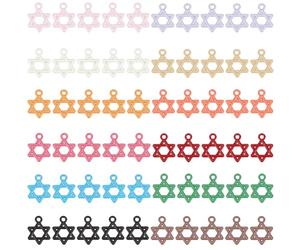 PH PandaHall 60pcs Étoiles de David pour Bijoux, 12 Couleurs Petites Étoiles Juives Pendentifs Étoile à Six Branches Thème Bible pour Création de Bijoux DIY Kits Artisanat